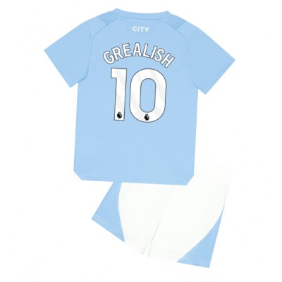 Fotballdrakt Barn Manchester City Jack Grealish #10 Hjemmedraktsett 2023-24 Kortermet (+ Korte bukser)
